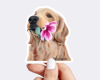 Golden Retriever Sticker, Golden Retriever Vinyl Sticker, Golden Retriever Painting, Golden Retriever Car Decal, Golden Retriever Gift