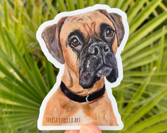 Boxer Dog Sticker, Boxer waterproof sticker, Fawn Boxer Sticker, Boxer Car Decal
