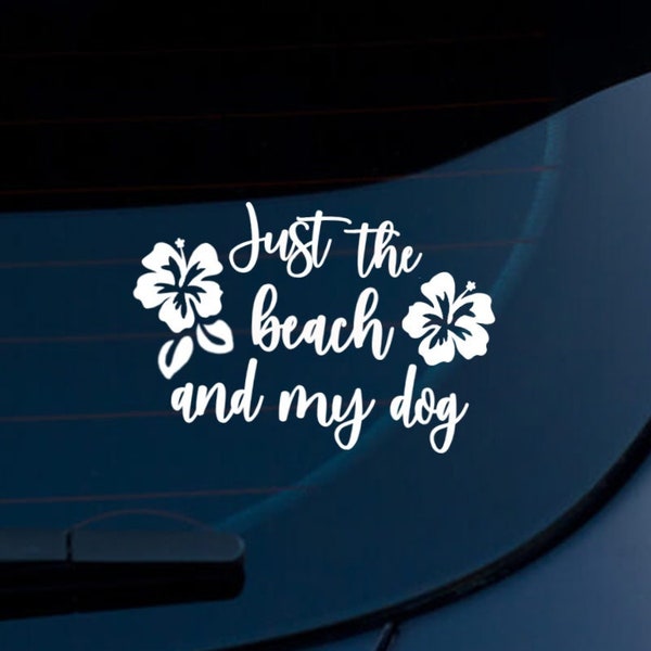 Beach Car Decal, Beach Vinyl Decal, Ocean Car Decal, Beach Dog Car Decal, beach and dog decals