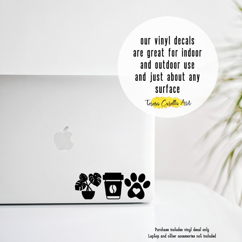 Plants Coffee Dogs, House Plants Vinyl Decal, Plants Car Decal, Plants and Dogs Sticker image 5