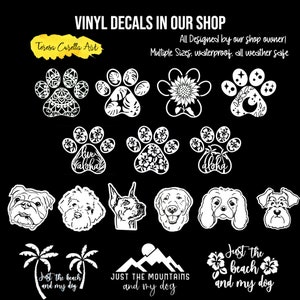 Beach Coffee Dogs, Beach Vinyl Decal, Coffee Car Decal, Coffee and Dogs Sticker, Beach Lover Car Decal image 7