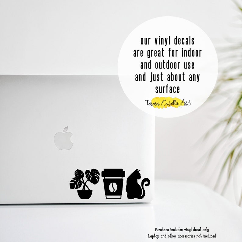 Cat Decal, Cat Stickers, Plants Coffee Cats, House Plants Vinyl Decal, Plants Car Decal, Plants and Cats Sticker image 5