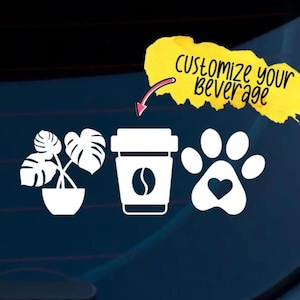 Plants Coffee Dogs Vinyl Decal: Customizable Car Sticker
