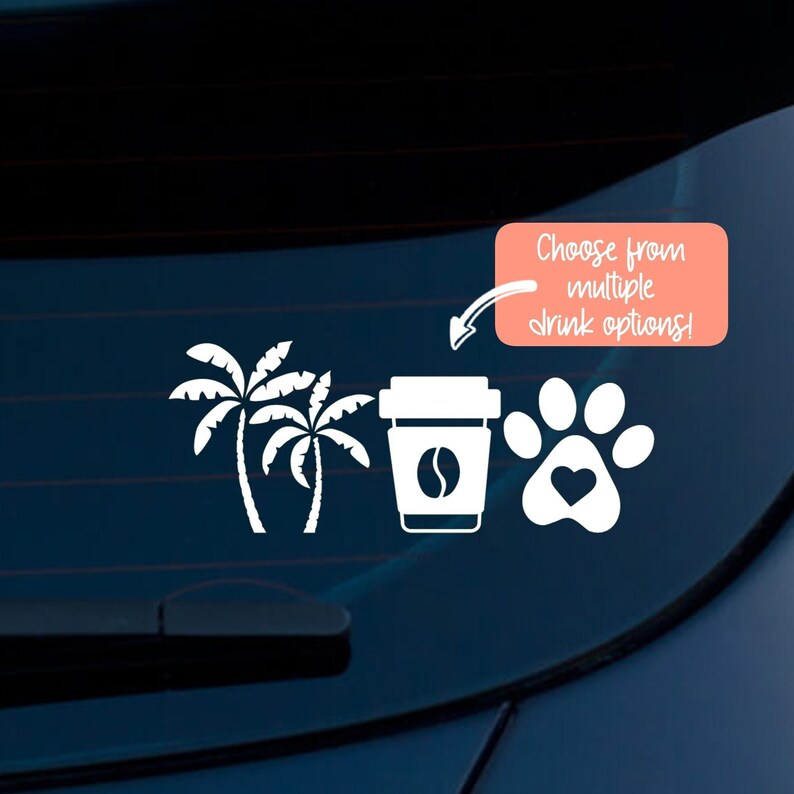 Palm Tree Coffee Dog Decal