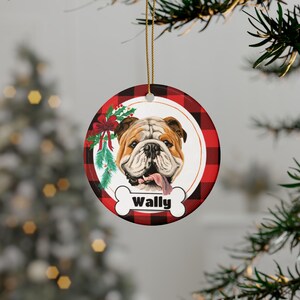 Personalized English Bulldog Christmas Ornament: Custom Ceramic Pet Portrait