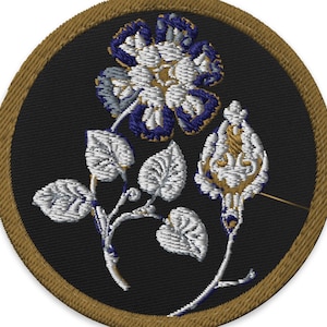 Persian Flowers Embroidered Tactical Patch, Art Nouveau, Hook and Loop Patch