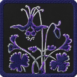 Columbine Embroidered Tactical Patch, Colorado State Flower Hook + Loop Patch