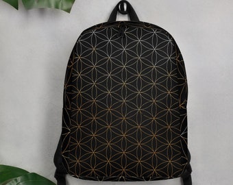 Flower of Life Minimalist Backpack, Sacred Geometry Pattern Backpack
