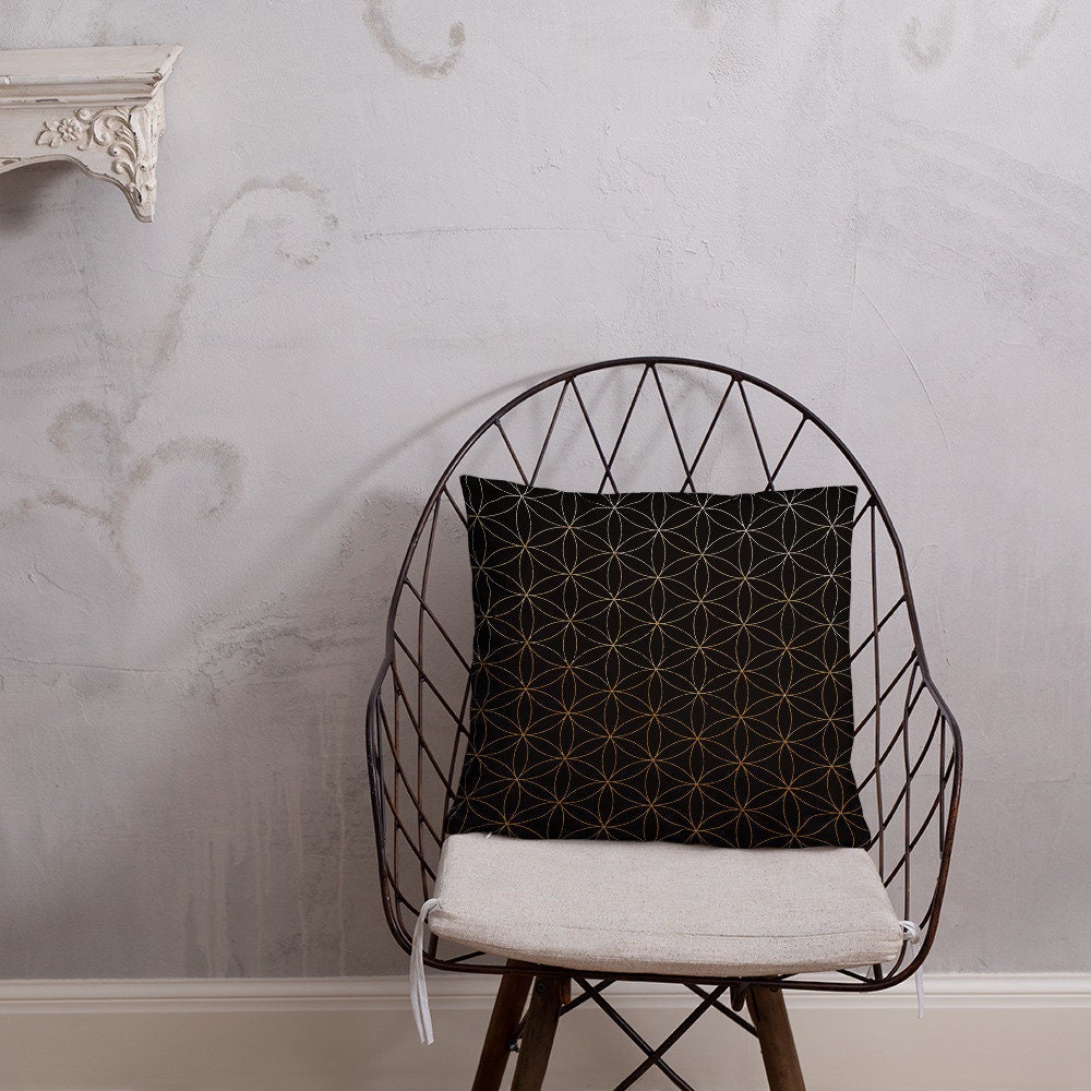Flower of Life Decor Pillow, Sarced Geometry Throw Pilllow