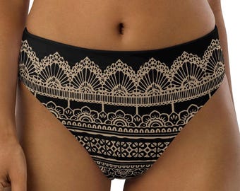 Braguita de bikini de talle alto Shakti Lace reciclada, solo la braguita.