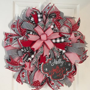 Christmas Wreath, Santa Claus Christmas Wreath, Christmas Front Door Wreath