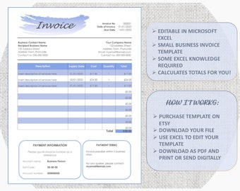 Invoice Template - Minimalist Excel Spreadsheet | Small Business Invoice | Self Employed Client Invoice | Boho Services DIGITAL DOWNLOAD