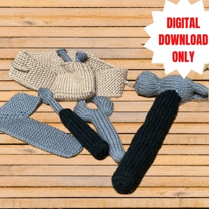 Tool set knitting pattern, newborn photo prop, Father’s Day gift, toy tool set