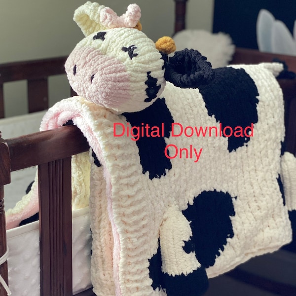 Cow Blanket Knitting pattern, cow lovey, cow blanket, knitting pattern
