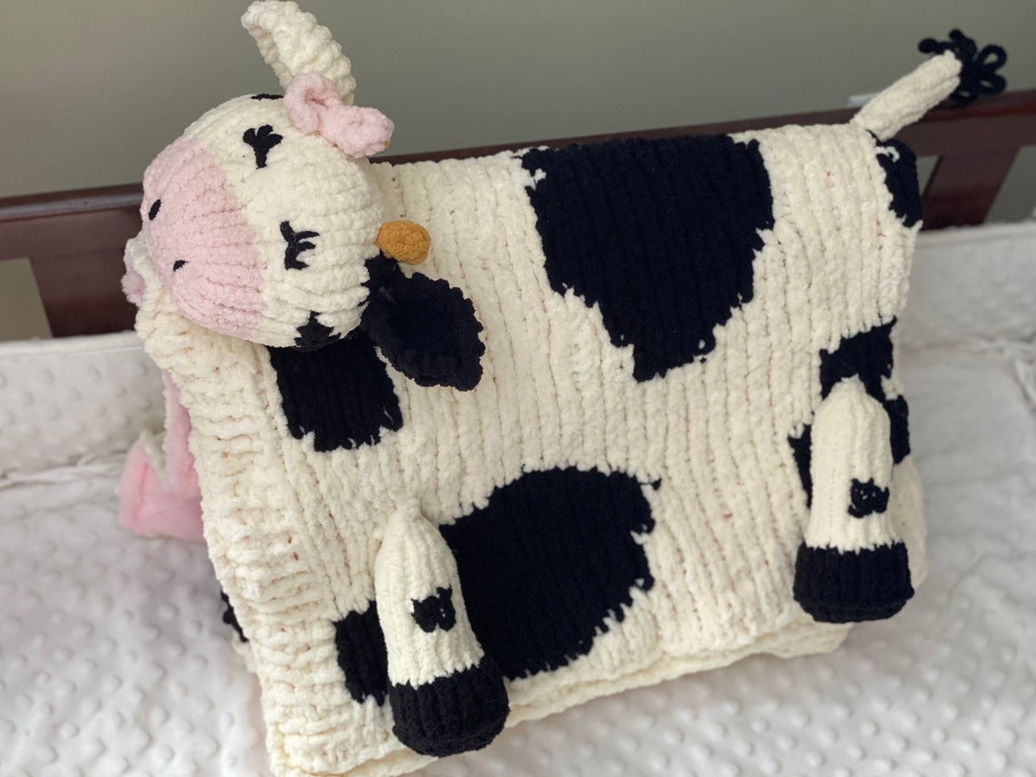 Cow Blanket Knitting Pattern, Cow Lovey, Cow Blanket, Knitting Pattern ...