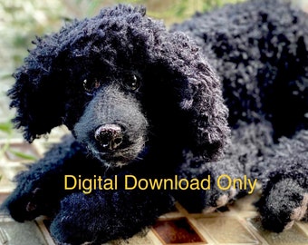 Poodle knitting pattern, stuffed poodle, knit poodle, stuffed dog, poodle lover gift, dog lover gift, knit pattern