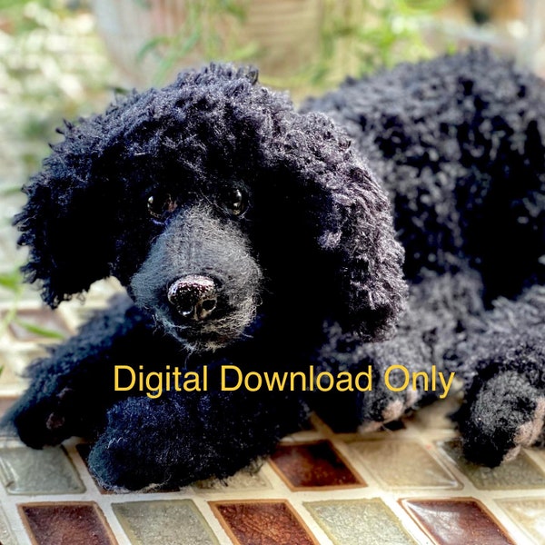 Poodle knitting pattern, stuffed poodle, knit poodle, stuffed dog, poodle lover gift, dog lover gift, knit pattern