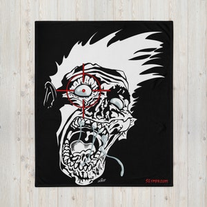 May include: Black and white illustration of a screaming, distorted face with a red target over one eye. The face is surrounded by white hair or fur. The text "SESPDRC.COM" is in the bottom right corner.