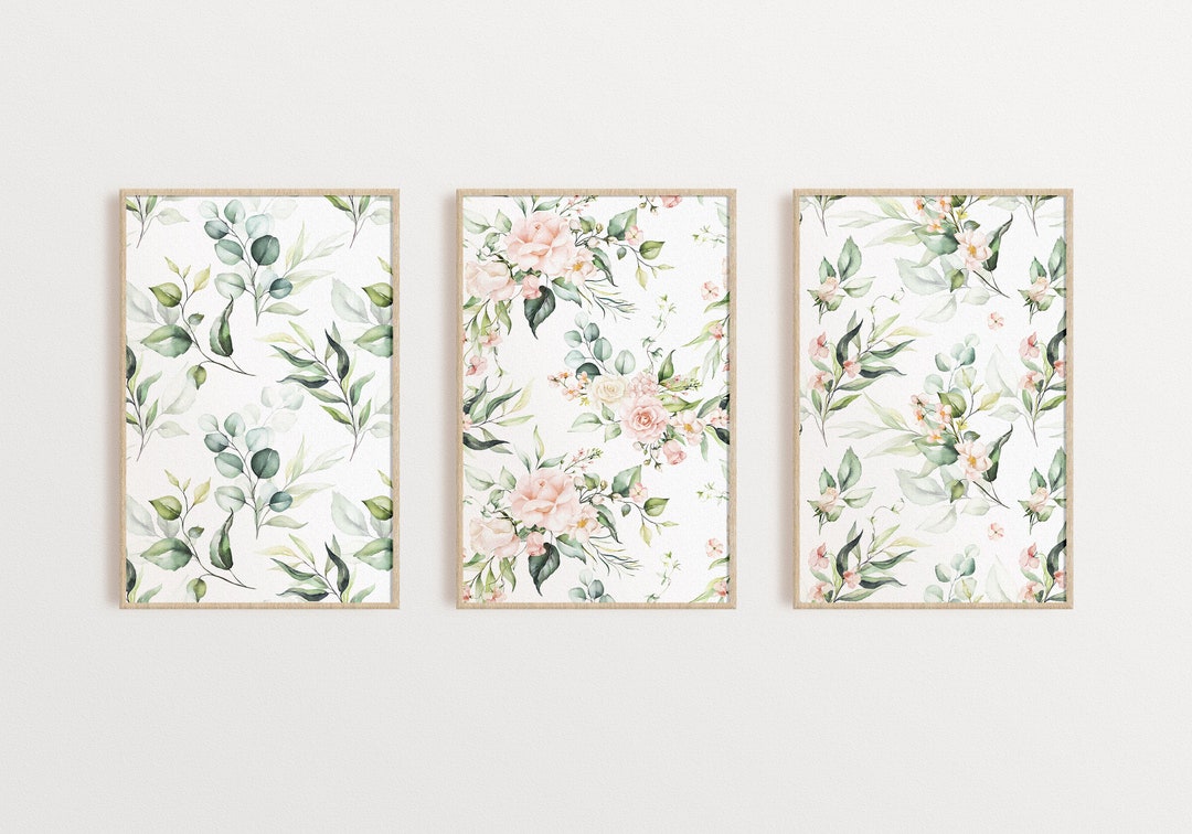 Floral Blush Pink Prints Digital Wall Print Nursery Print Etsy