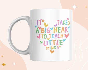 Personalised Teacher Mug | Custom Teacher Gift with Name | End of Term Thank You Gift | Rainbow Coffee Apple Pencil Design