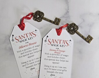 Personalised Santa’s Magic Key Tag | Custom Christmas Key from Santa | Christmas Eve Box Gift | Magical Door Key for Santa | Stocking Filler
