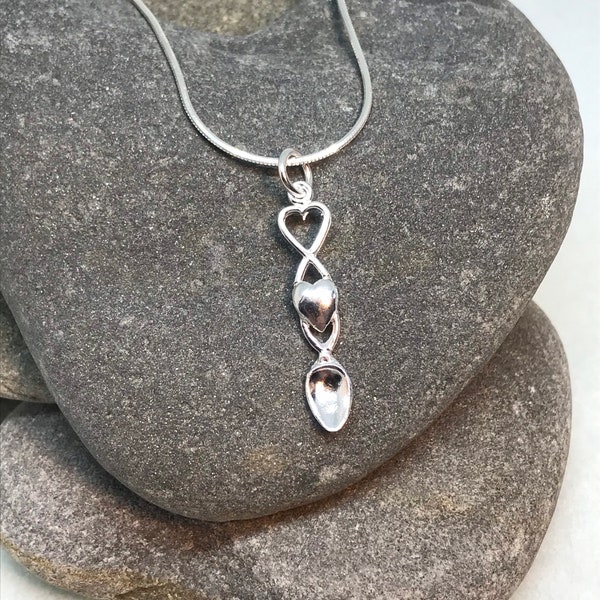 Sterling Silver Necklace/Detailed Welsh Love Spoon Pendant / Celtic Design/ Welsh Gift / Special Occasion/ Birthday Gift/Anniversary Gift/