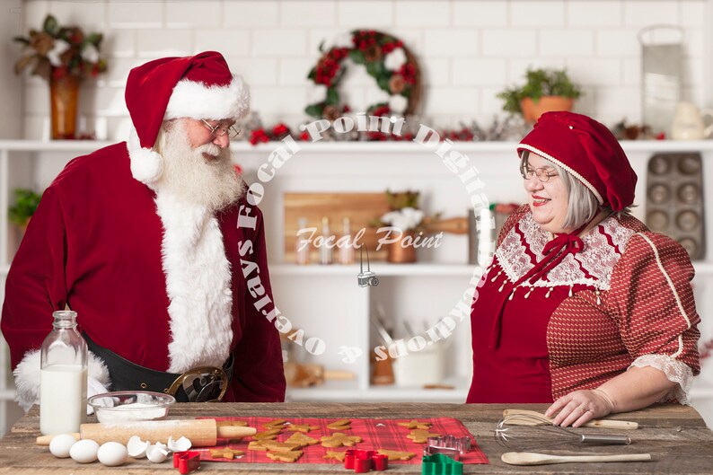 Santa and Mrs Claus Baking Cookies Kitchen Scene Santa Etsy