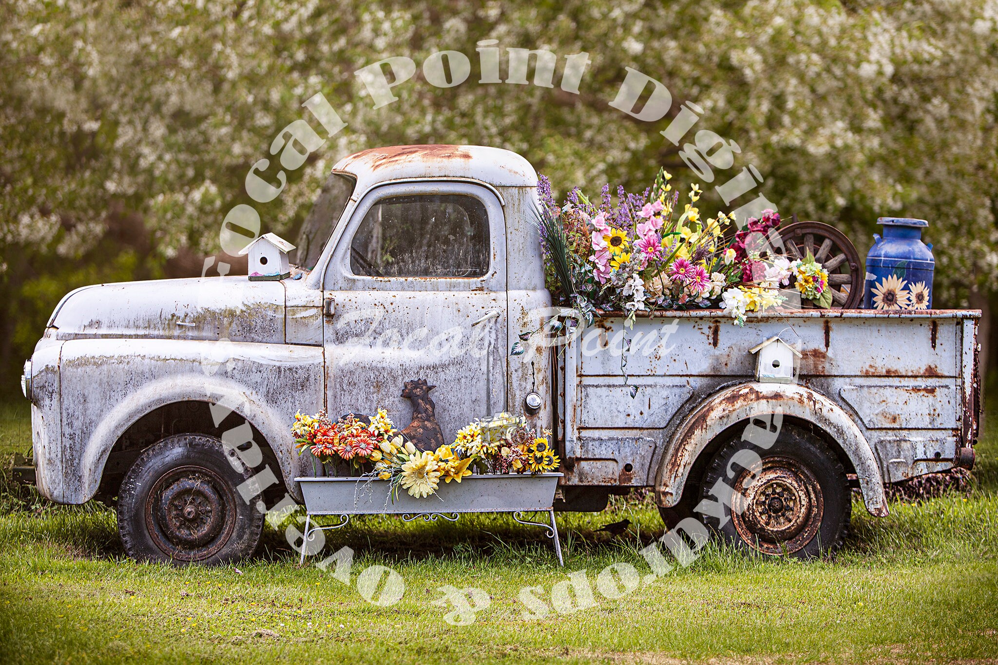 Spring Vintage pickup truck with spring blooms vintage pickup Etsy