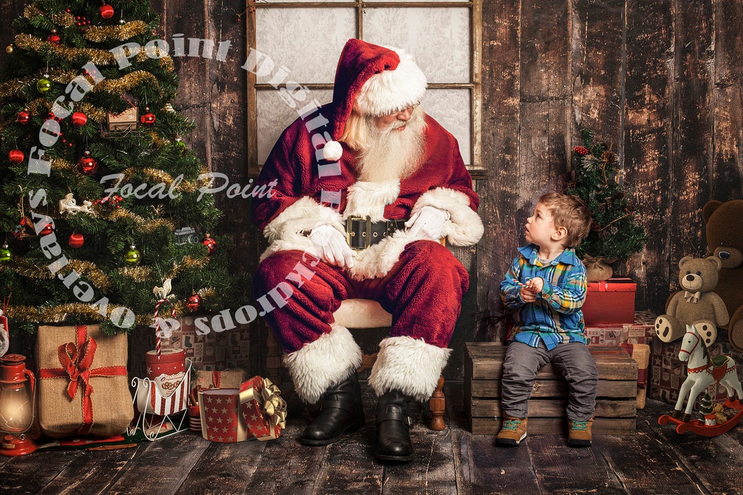 Santa Digital Backdrop, Christmas Scene, Christmas Digital Download