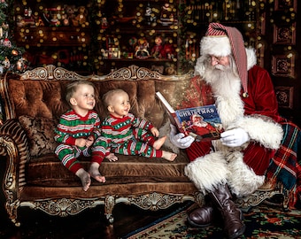 Santa Reading A Book Santa Reading A Book, Reading Round Table Santa