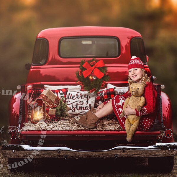 Christmas Truck Digital Backdrop - Etsy