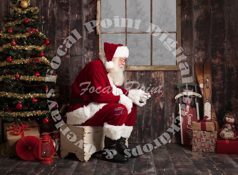 Santa Digital Backdrop Christmas Scene Christmas Digital | Etsy