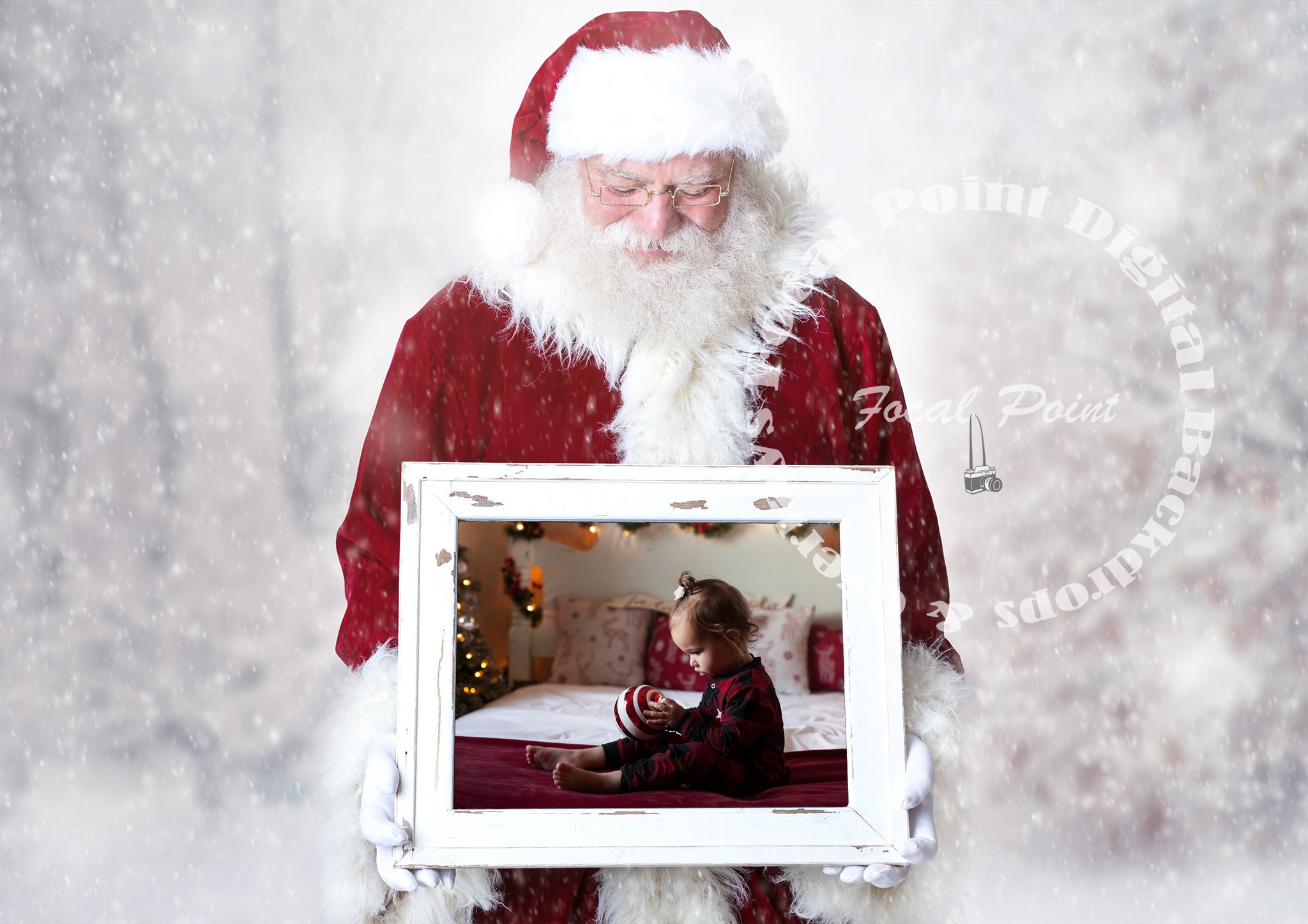 Santa holding frame digital backdrop Santa overlay holding Etsy