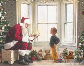 Santa Reading A Book Santa Reading A Book, Reading Round Table Santa