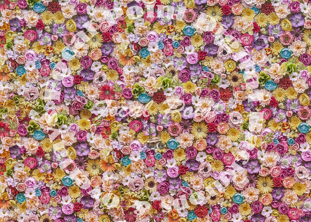 Flower Wall Digital Backdrop, Wall of Flowers Digital Prop, Floral Wall
