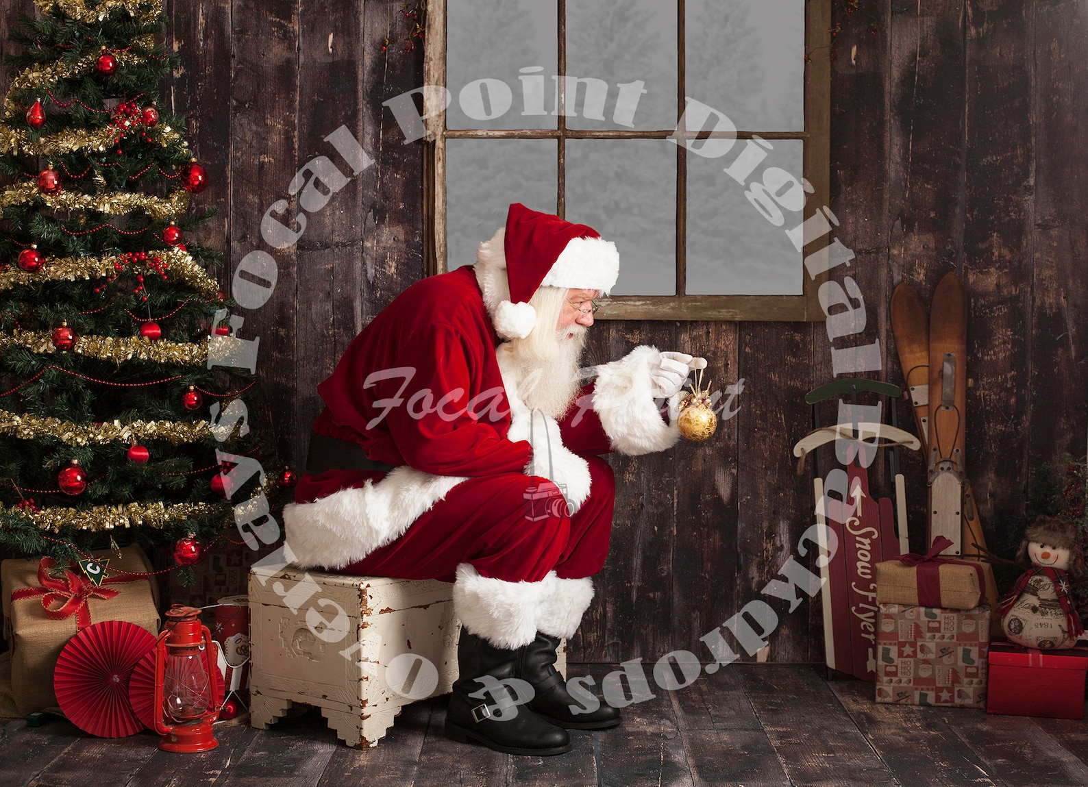 Santa Digital Backdrop Christmas Scene Christmas Digital | Etsy