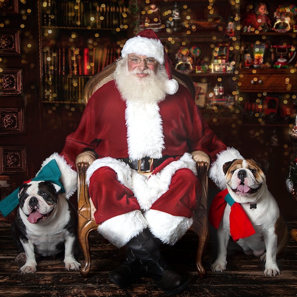 Pet Santa Digitaler Hintergrund, Santa's Werkstatt für Hundefotos, Santa digitaler Hintergrund, Hund Weihnachten Digitaler Hintergrund entwickelt. Weihnachten 2er Pack