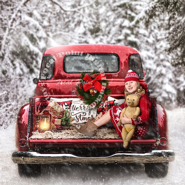 Christmas Truck Digital Backdrop - Etsy