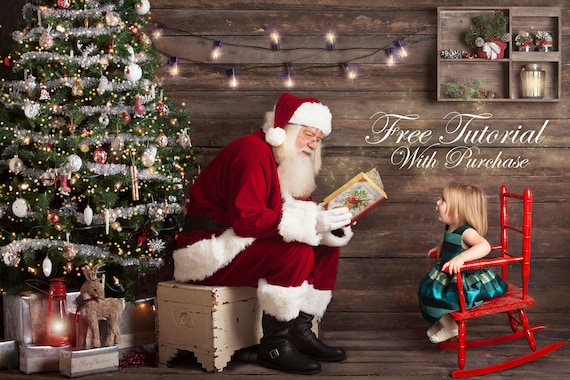 Santa digital backdrop Christmas Scene Christmas Digital | Etsy