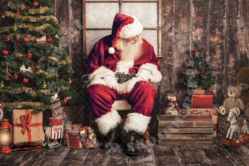Santa Digital Backdrop Christmas Scene Christmas Digital - Etsy