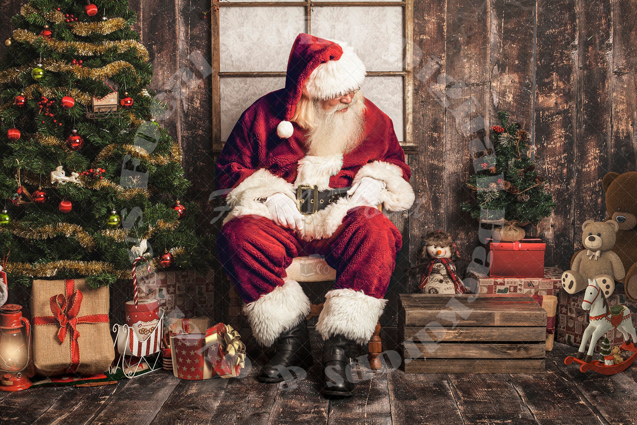 Santa digital backdrop Christmas Scene Christmas Digital | Etsy