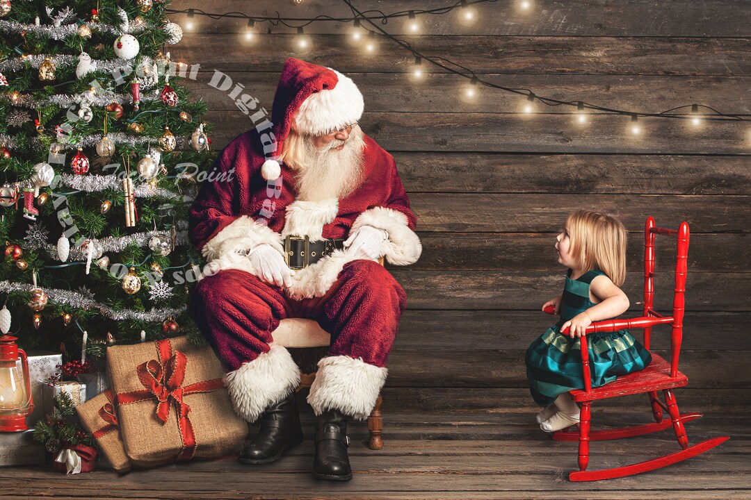 Santa Digital Backdrop, Christmas Scene, Christmas Digital Download