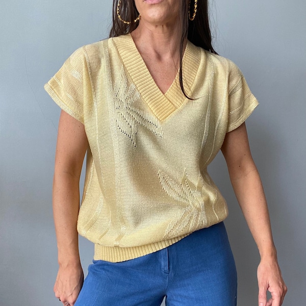 Vintage 80’s Lemon Yellow Sparkly Knit