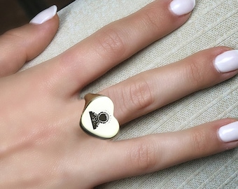 Custom Astronomy Ring · Personalized Astronaut Ring · Celestial Ring · Heart Shaped Ring