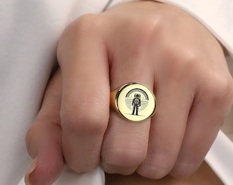 Cosmic Astronaut Ring · Engraved Custom Astronaut Ring · Bold Statement Ring · Space Theme Ring
