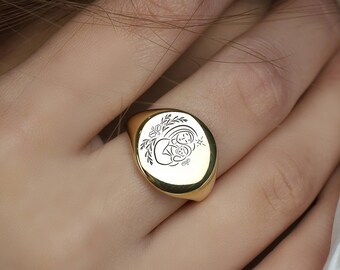 Virgin Mary Bold Statement Ring · 14k Gold Mary Ring · Religious Jewelry · Christianity Ring