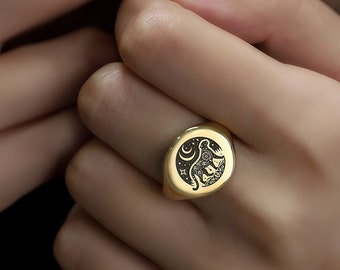 14k Gold Jaguar Siegelring · Benutzerdefinierte Wildtier Ring · Bold Statement Ring · Unisex Ring · Besonderer Geschenk Ring