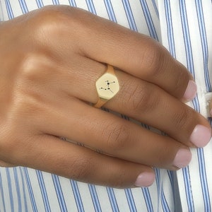 Astrologischer Ring mit Gravur Sternkarte Ring · Geburtsmonat Siegelring · Goldring · Geschenk für Sie