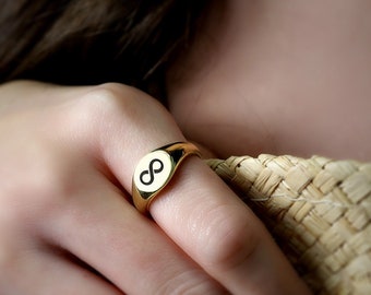 Engraved Infinity Ring  · Symbol Of Eternity Ring ·  Gift For Her · Personalized Infinity Ring