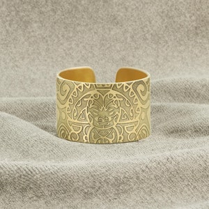 Māori Pattern Ring · Open Cuff Ring · Maori Ring · Samoan Engraving Ring · Tattoo Pattern Ring